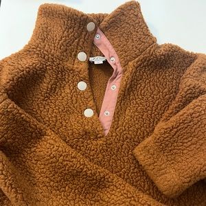 J. Crew Womens Polartec Fleece Sherpa Snap Collar Sweatshirt Adobe - Medium